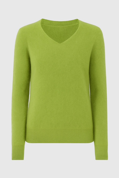 Zoe | Light Green V-Neck Sweater