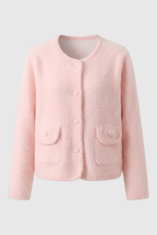 Emma | Pink Long Cardigan with Open Front