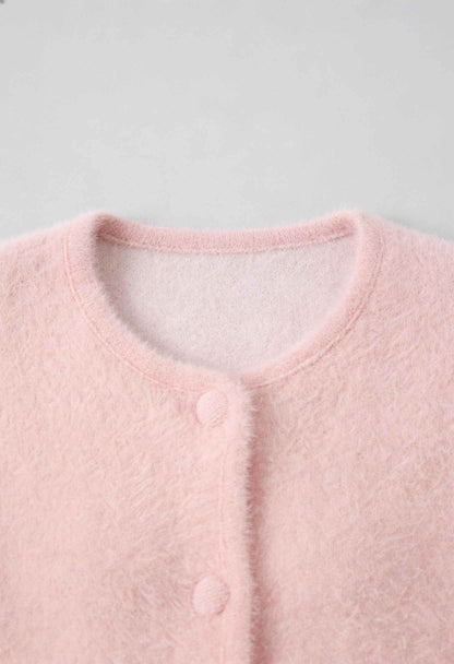 Emma | Pink Long Cardigan with Open Front