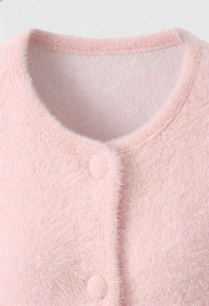 Emma | Pink Long Cardigan with Open Front