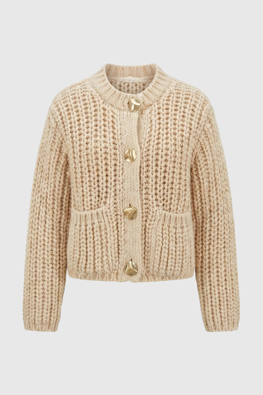 Eva | Beige Relaxed Fit Knit Cardigan