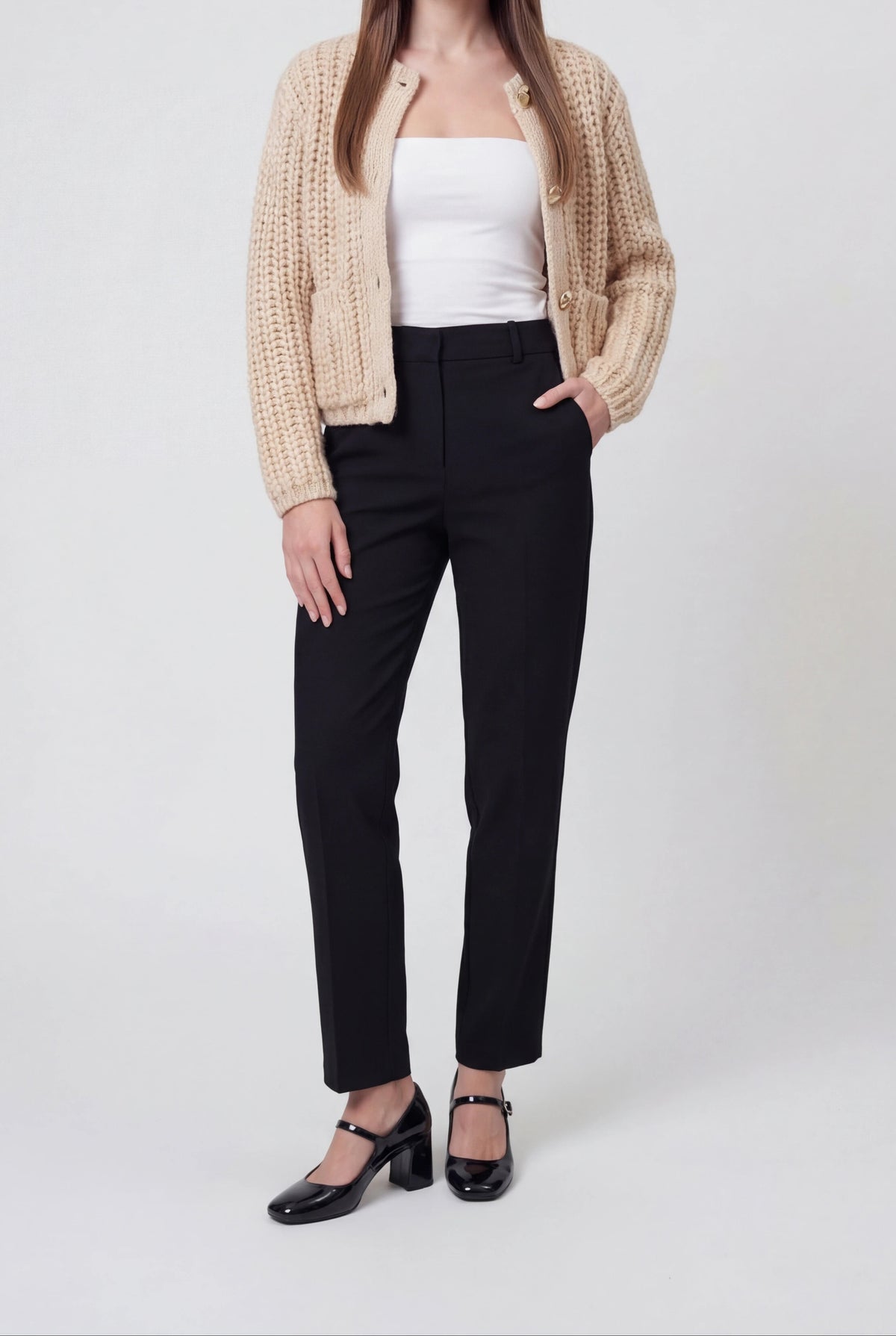 Eva | Beige Relaxed Fit Knit Cardigan