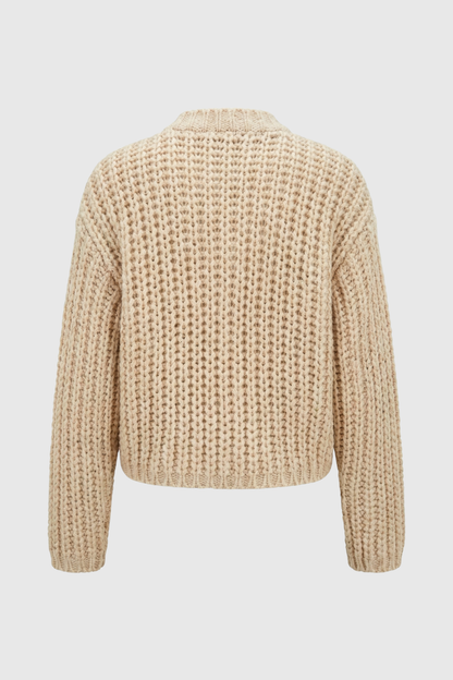 Eva | Beige Relaxed Fit Knit Cardigan