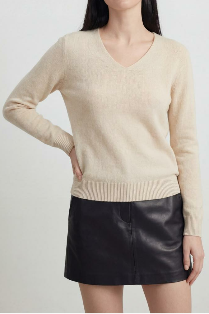 Celeste | Beige V-Neck Women's Sweater