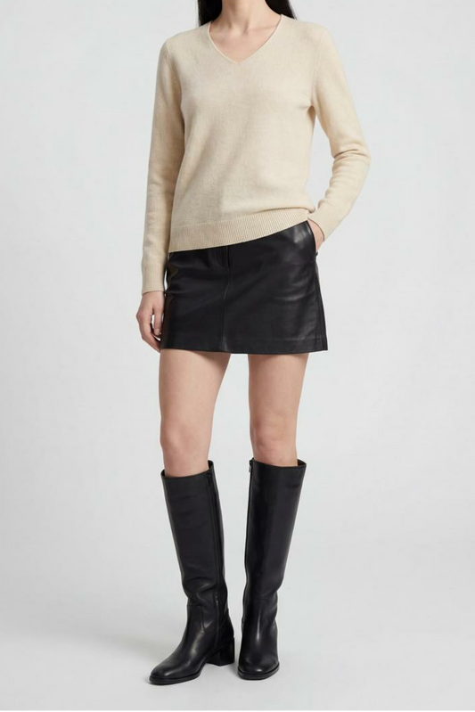 Celeste | Beige V-Neck Women's Sweater