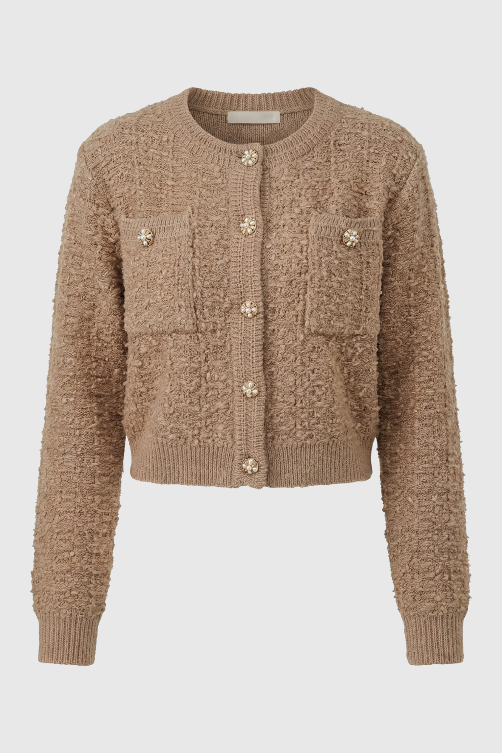Lena | Open-Front Khaki Knit Cardigan