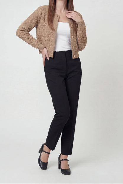 Lena | Open-Front Khaki Knit Cardigan