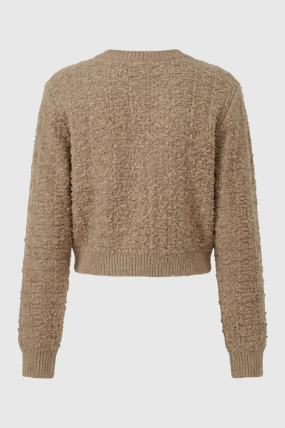 Lena | Open-Front Khaki Knit Cardigan