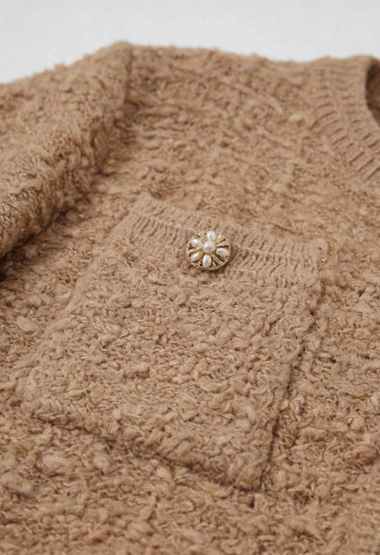 Lena | Open-Front Khaki Knit Cardigan