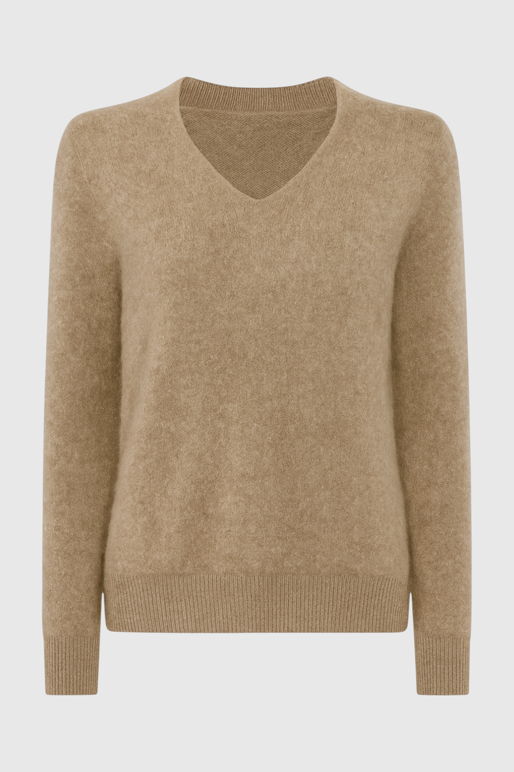 Jade | Khaki Knit V-Neck Sweater