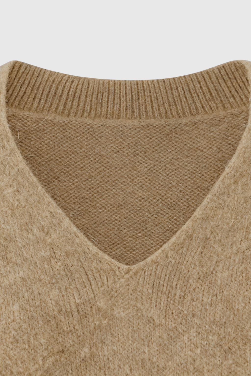 Jade | Khaki Knit V-Neck Sweater