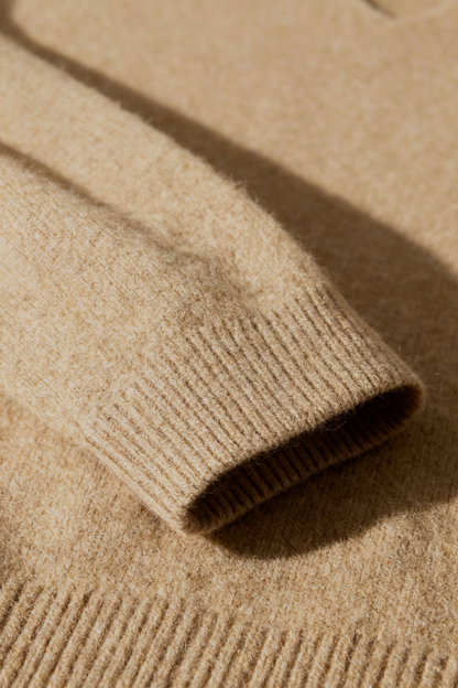 Jade | Khaki Knit V-Neck Sweater