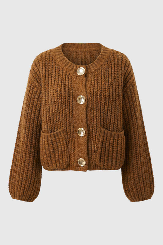 Rose | Long Brown Cardigan with Relaxed Fit