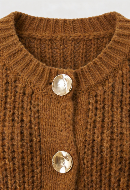 Rose | Long Brown Cardigan with Relaxed Fit