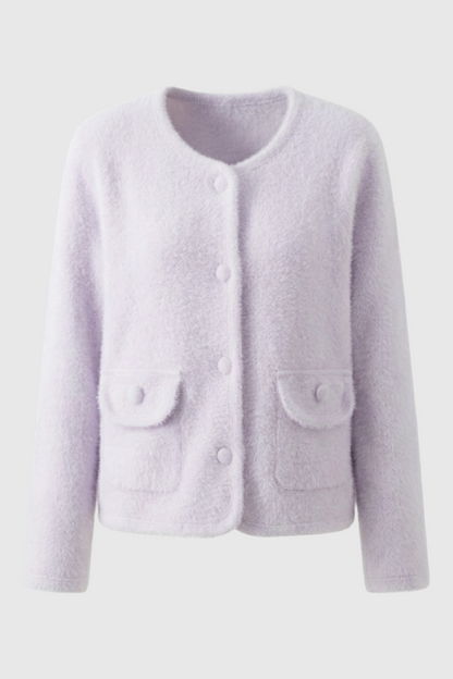 Lily | Purple Knitted Open-Front Cardigan