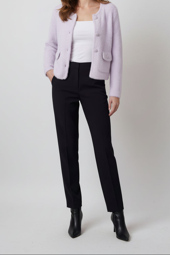 Lily | Purple Knitted Open-Front Cardigan