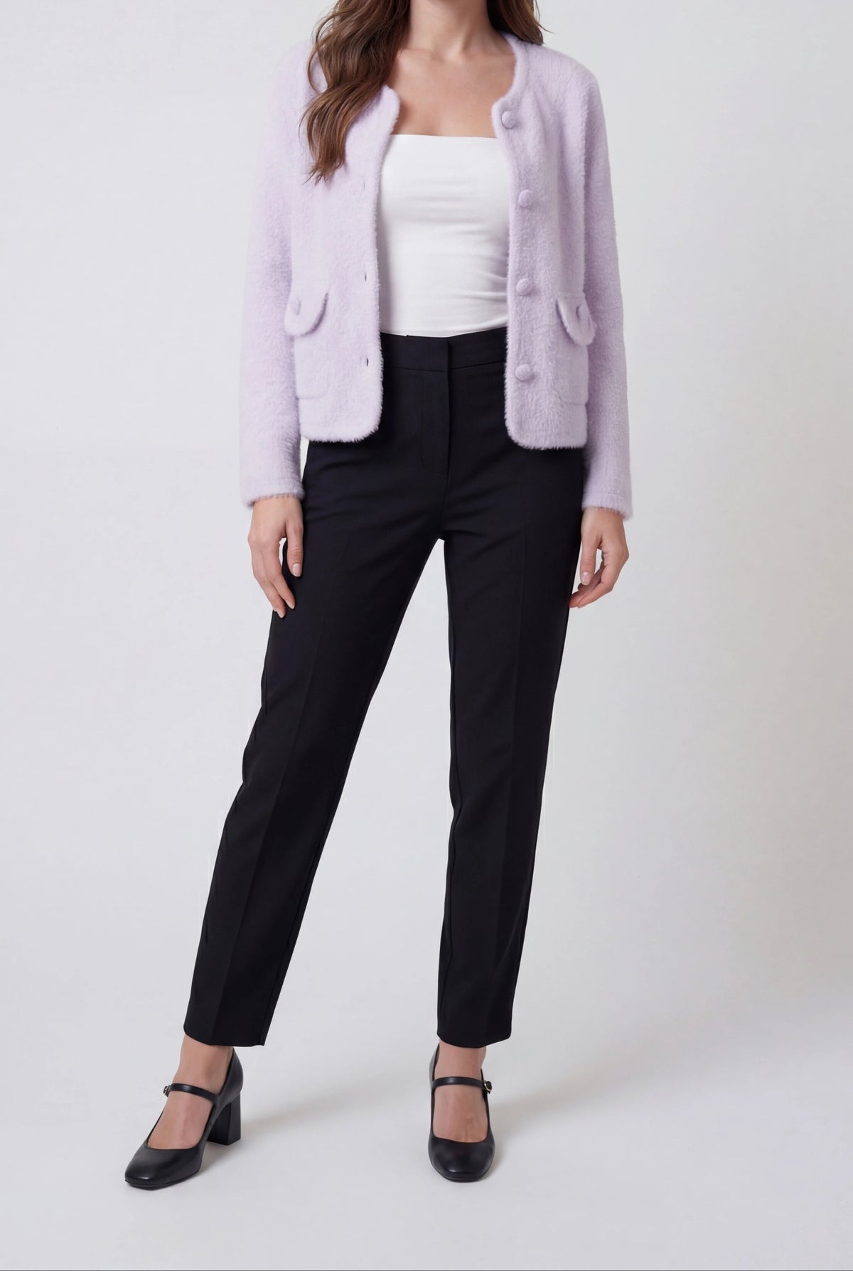 Lily | Purple Knitted Open-Front Cardigan