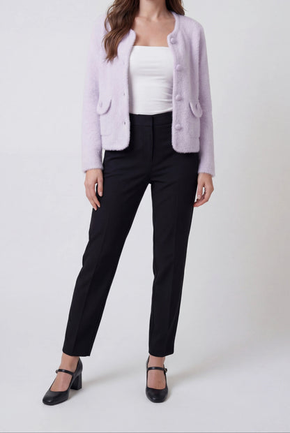 Lily | Purple Knitted Open-Front Cardigan