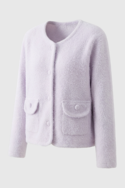 Lily | Purple Knitted Open-Front Cardigan