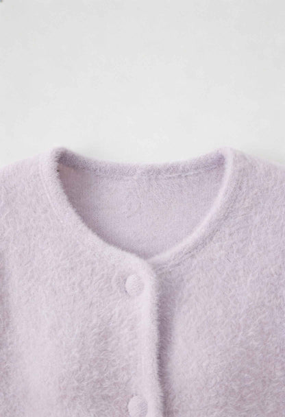 Lily | Purple Knitted Open-Front Cardigan