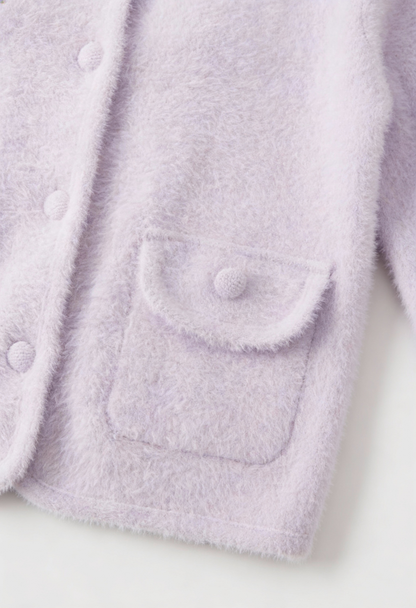 Lily | Purple Knitted Open-Front Cardigan