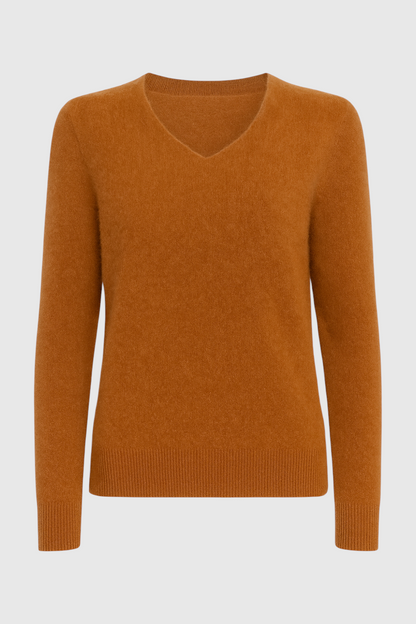 Amber | Orange V-Neck Sweater