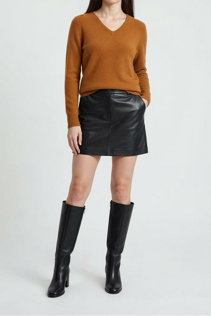 Amber | Orange V-Neck Sweater