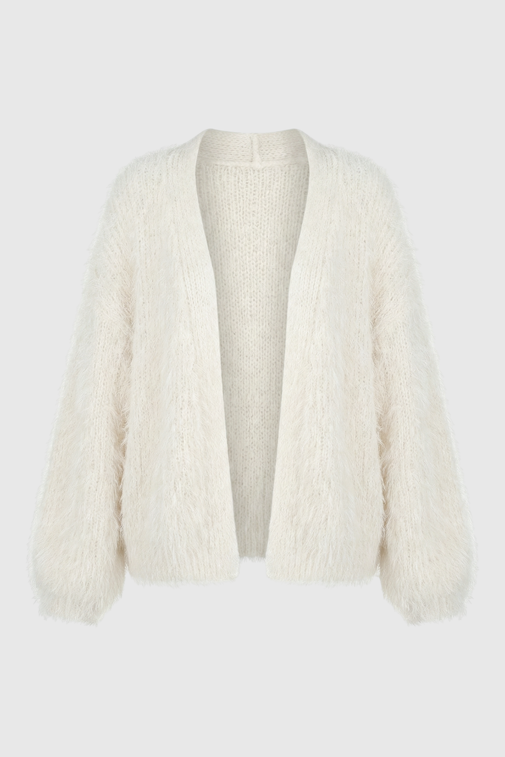 Elsa | White Knit Cardigan with Ribbed Hem