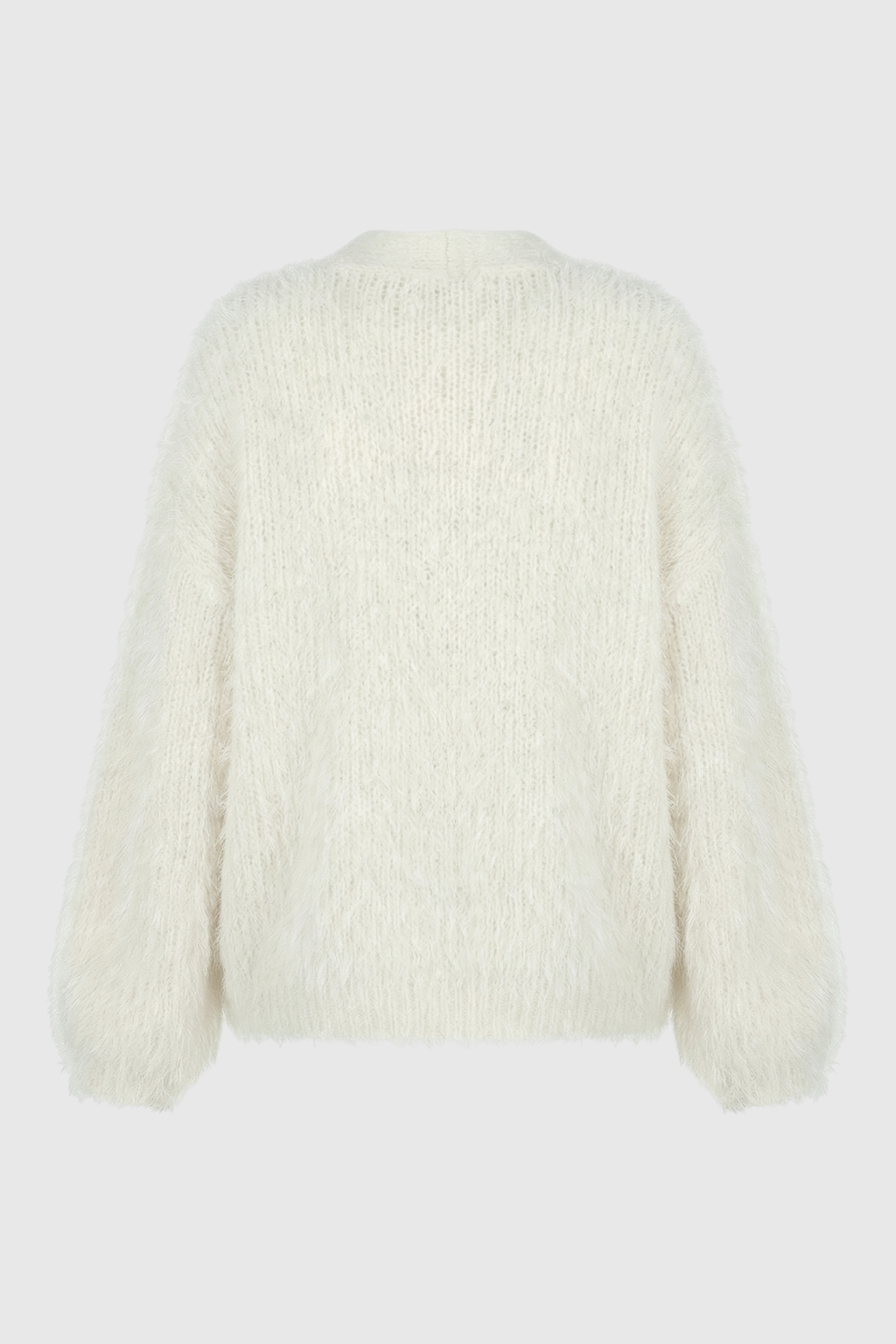 Elsa | White Knit Cardigan with Ribbed Hem