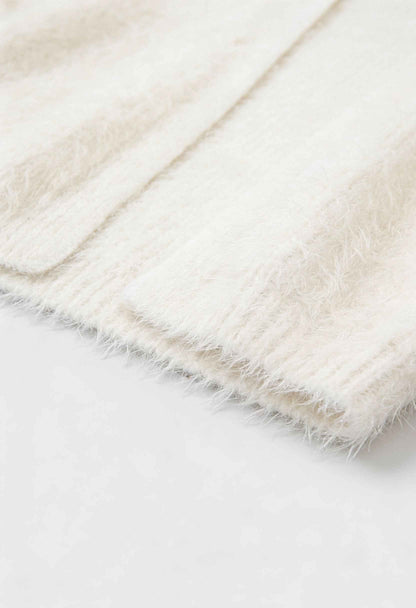 Elsa | White Knit Cardigan with Ribbed Hem