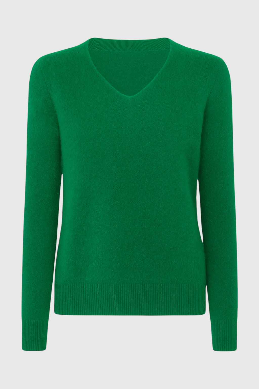 Leah | Elegant Green V-Neck Fitted Sweater