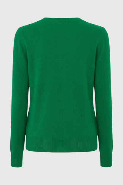 Leah | Elegant Green V-Neck Fitted Sweater