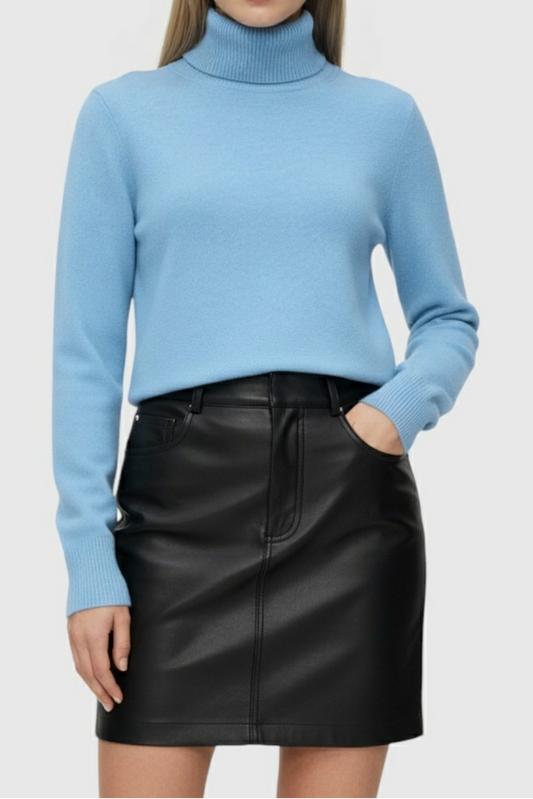 Simone | Elegant Blue Slim Fit Turtleneck Sweater