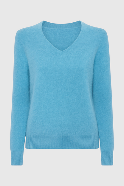 Claire | Light Blue V-Neck Fitted Sweater