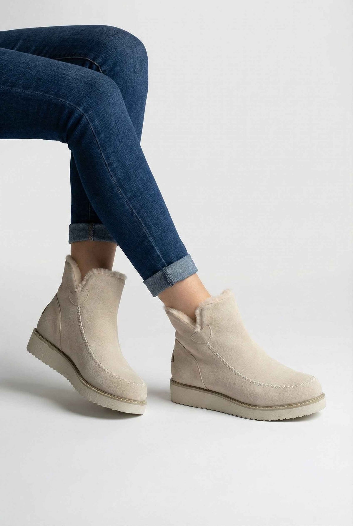 Lily | Beige ankle boots with durable sole