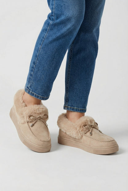 Audrey | Beige winter boots with sturdy sole