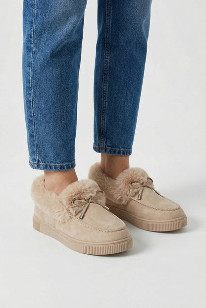 Audrey | Beige winter boots with sturdy sole