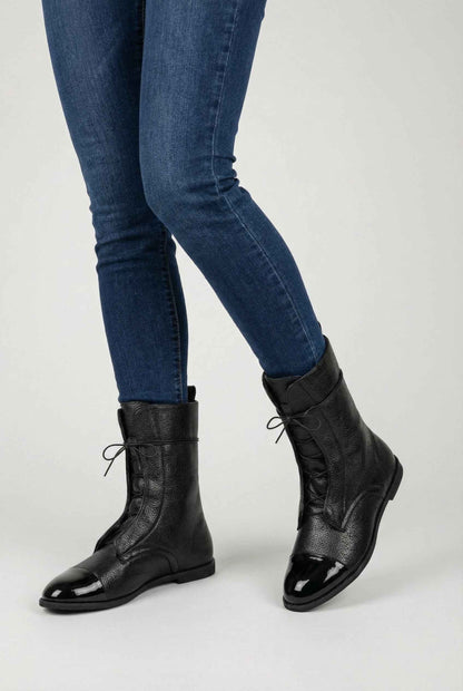 Mia | Black lace-up ankle boots