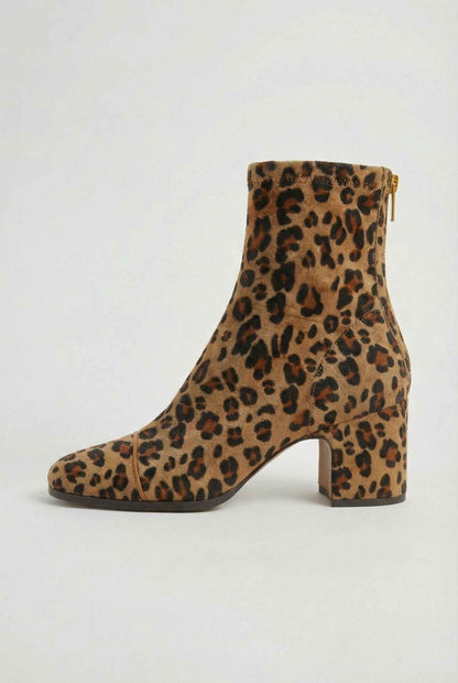 Phoebe | Leopard print retro heel boots