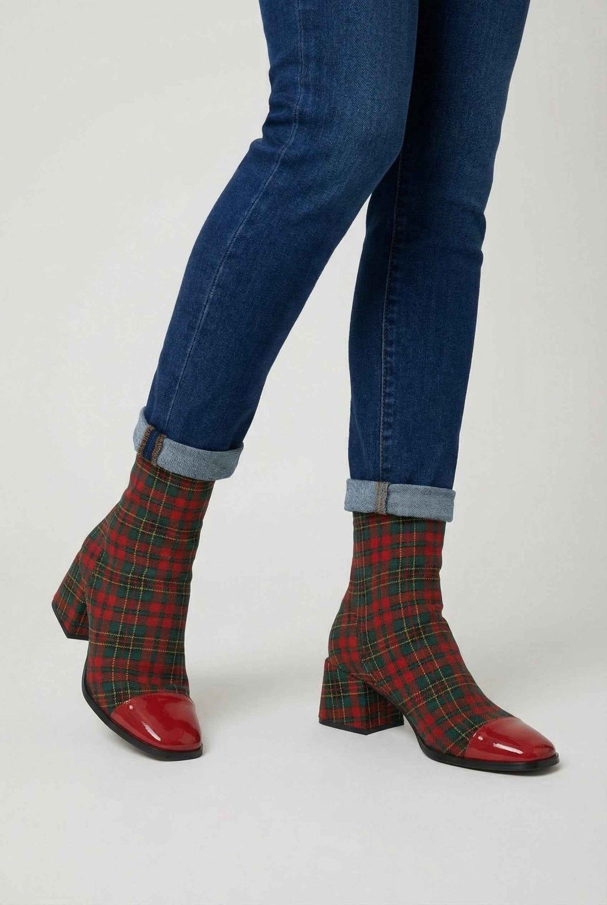 Ivy | Red and green mid-calf boots