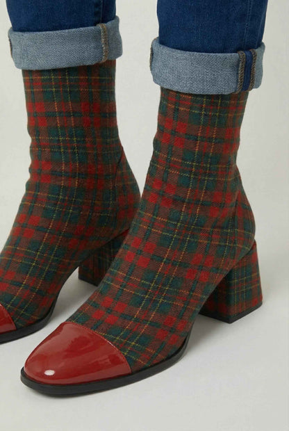 Ivy | Red and green mid-calf boots
