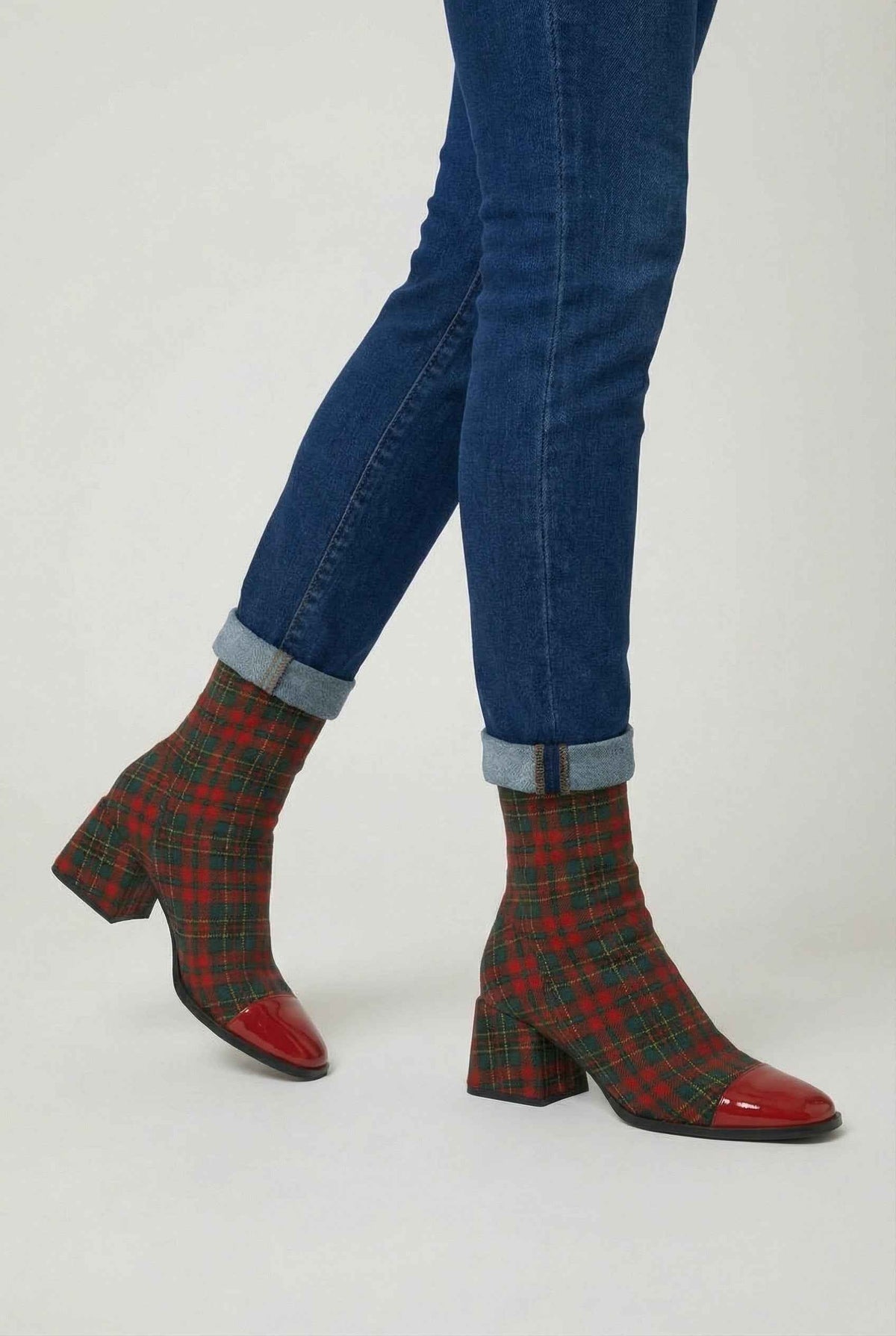Ivy | Red and green mid-calf boots