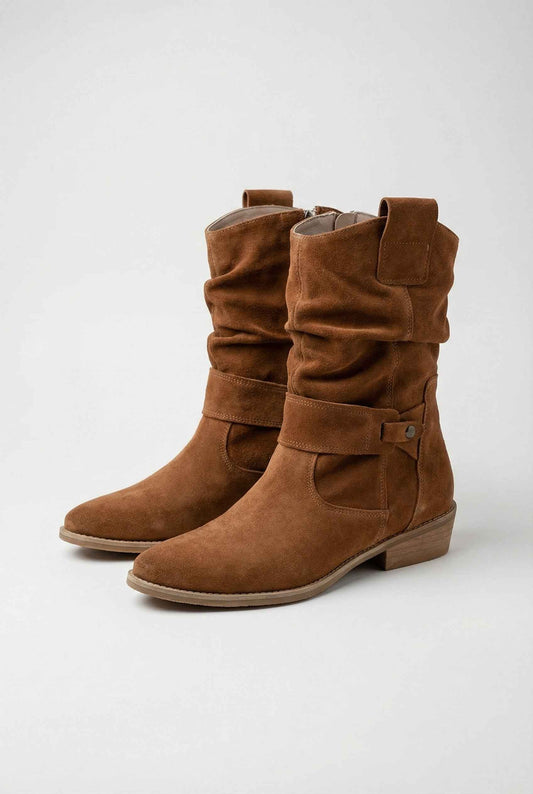 Cora | Tan retro suede ankle boots