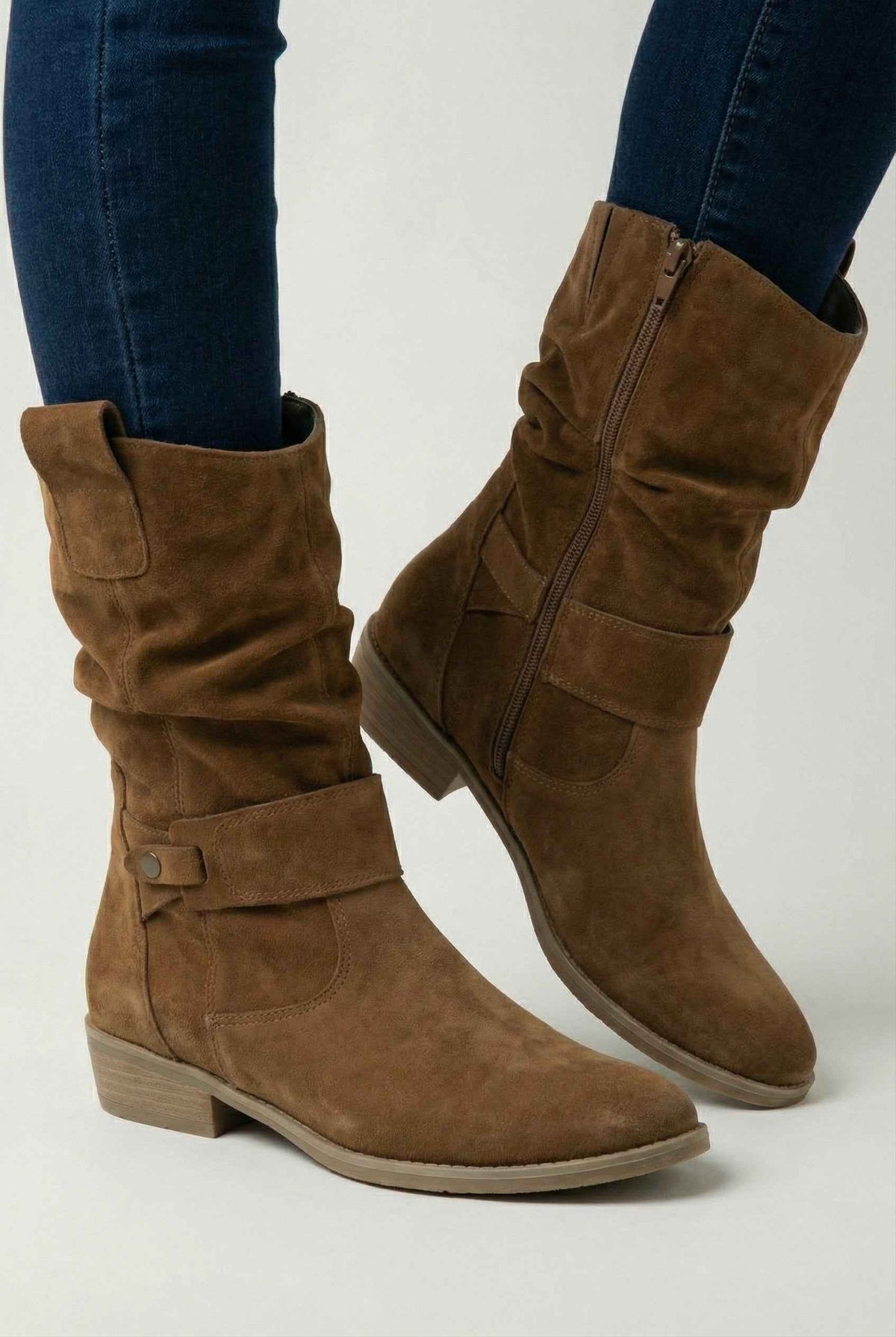 Cora | Tan retro suede ankle boots