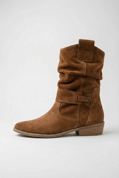 Cora | Tan retro suede ankle boots