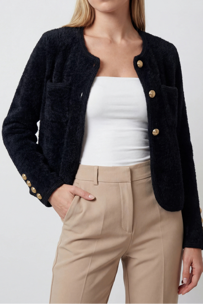 Kate | Black Long Cardigan with Open Front