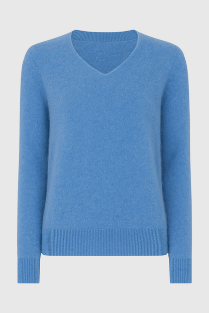 Charlotte | Blue V-Neck Women's Sweater