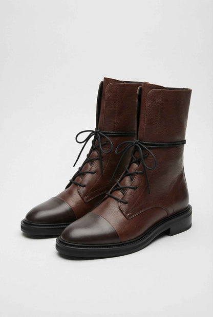 Eliza | Brown lace-up ankle boots