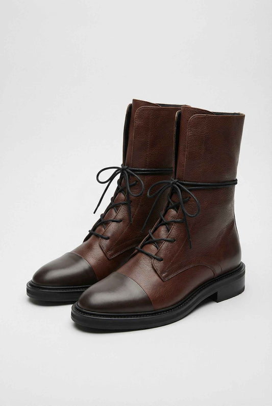 Eliza | Brown lace-up ankle boots