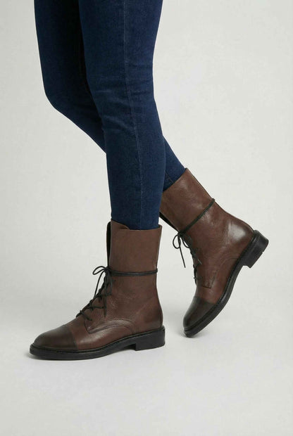 Eliza | Brown lace-up ankle boots